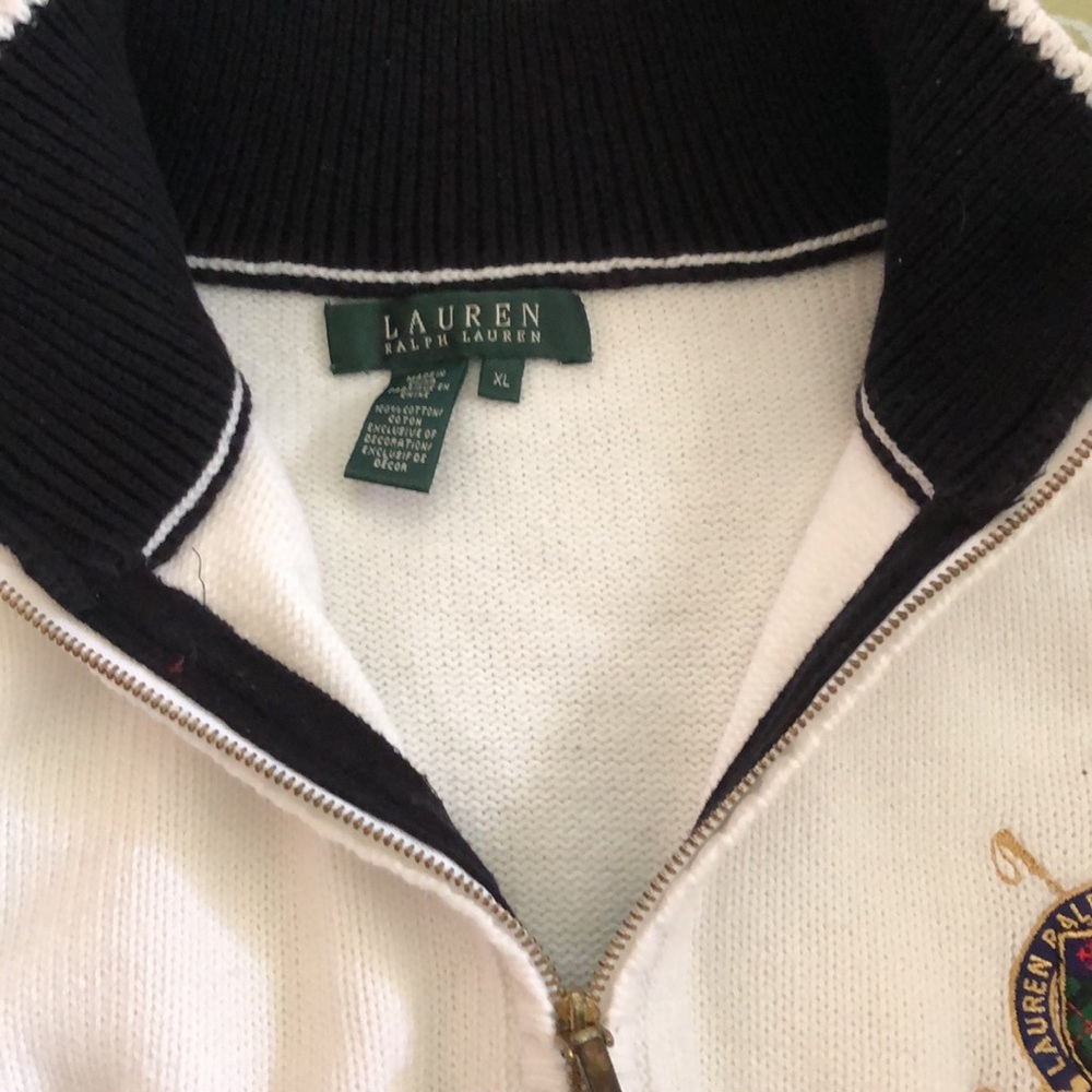 Ralph Lauren, long sleeved, white, half zip sweater,size extra large - Picture 6 of 8